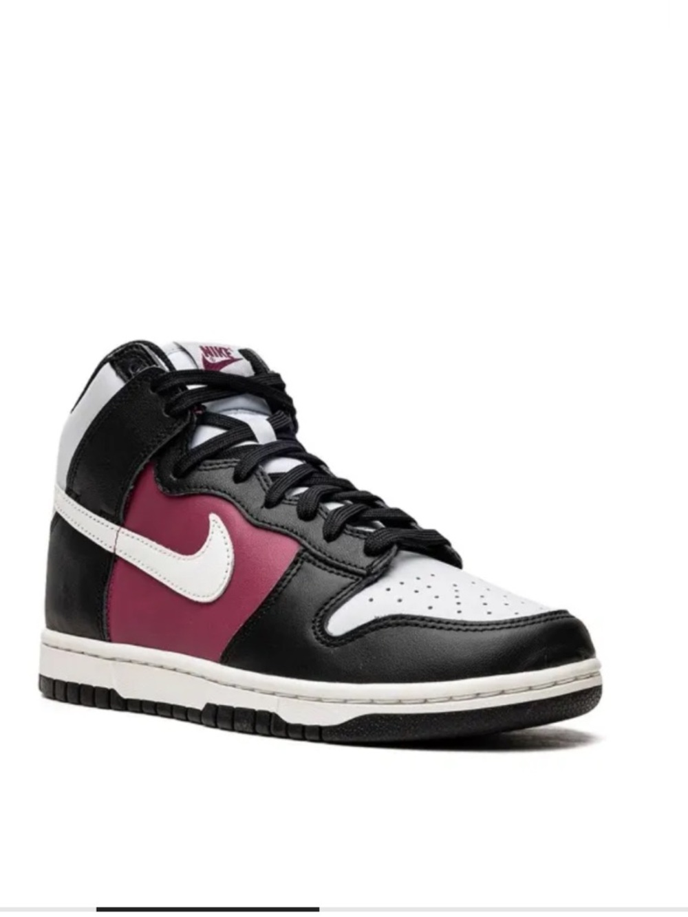 Nike Dunk High Top Sneaker Black/Summit White/Rosewood Leather NEW Size 11 - Picture 2 of 9